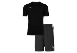 PUMA T-Shirt Herren Finisher Set - Teamliga Training Shorts Schwarz/Rot/Lila/Grau