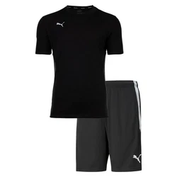 PUMA T-Shirt Herren Finisher Set - Teamliga Training Shorts Schwarz/Rot/Lila/Grau