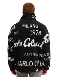 CARLO COLUCCI Sweatjacke DelBuono Schwarz/Creme/Hellblau/Rot/Grau