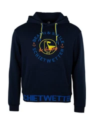 Schietwetter Kapuzenpullover Herren Hoodie Haifisch Klaus Orange/Dunkelblau/Hellblau