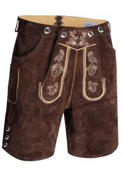 Alessandro Salvarini Trachtenlederhose ASLederiio Dunkelbraun/Dunkelrot/Braun/Bordeaux