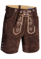 Alessandro Salvarini Trachtenlederhose ASLederiio Dunkelbraun/Dunkelrot/Braun/Bordeaux