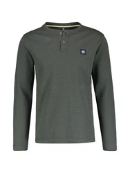 LERROS Henleyshirt Serafinoshirt für Herren Dunkelgrün