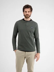 LERROS Henleyshirt Serafinoshirt für Herren Dunkelgrün
