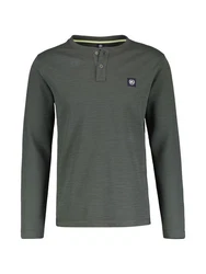 LERROS Henleyshirt Serafinoshirt für Herren Dunkelgrün
