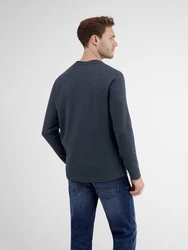 LERROS Henleyshirt Serafinoshirt für Herren Dunkelblau/Dunkelgrau/Grau