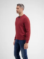 LERROS V-Neck Strickpullover Dunkelrot/Rot
