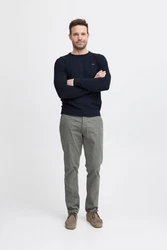 FQ1924 Strickpullover FQKYLE Crewneck Dunkelblau/Blau