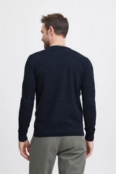 FQ1924 Strickpullover FQKYLE Crewneck Dunkelblau/Blau
