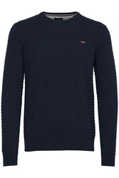 FQ1924 Strickpullover FQKYLE Crewneck Dunkelblau/Blau