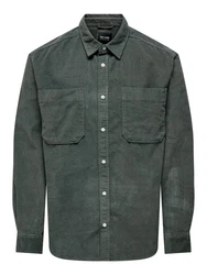 ONLY & SONS Blusenshirt ONSALP RLX 2PKT WASHD CORD LS SHIRT Dunkelgrün/Grün
