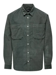 ONLY & SONS Blusenshirt ONSALP RLX 2PKT WASHD CORD LS SHIRT Dunkelgrün/Grün
