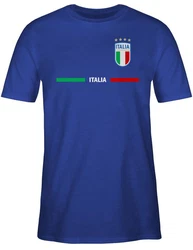 Shirtracer T-Shirt Italien Trikot Wappen Italia Fan-Motiv Fußball EM Fanartikel Hellblau/Gelb