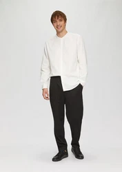 QS Langarmhemd Regular Fit Weiß/Beige