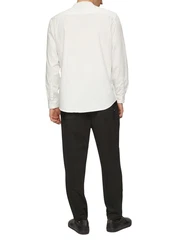QS Langarmhemd Regular Fit Weiß/Beige