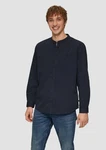 QS Langarmhemd Regular Fit Dunkelblau/Beige/Braun