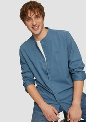 QS Langarmhemd Regular Fit Grau/Blau/Hellblau