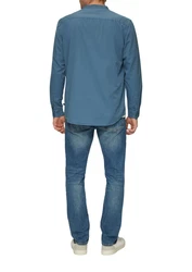 QS Langarmhemd Regular Fit Grau/Blau/Hellblau