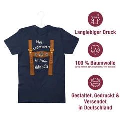 Shirtracer T-Shirt Meine Lederhose ist in der Wäsche Mode für Oktoberfest Herren Grau/Dunkelblau/Lila/Braun/Blau/Beige/Rot