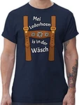 Shirtracer T-Shirt Meine Lederhose ist in der Wäsche Mode für Oktoberfest Herren Grau/Dunkelblau/Lila/Braun/Blau/Beige/Rot