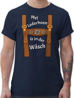 Shirtracer T-Shirt Meine Lederhose ist in der Wäsche Mode für Oktoberfest Herren Grau/Dunkelblau/Lila/Braun/Blau/Beige/Rot Shirtracer T-Shirt Meine Lederhose ist in der Wäsche Mode für Oktoberfest Herren Grau/Dunkelblau/Lila/Braun/Blau/Beige/Rot