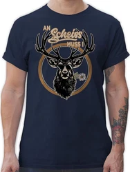 Shirtracer T-Shirt An Schei muss i Hirschgeweih Mode fr Oktoberfest Herren Blau/Dunkelblau/Türkis