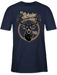 Shirtracer T-Shirt An Schei muss i Hirschgeweih Mode fr Oktoberfest Herren Blau/Dunkelblau/Türkis