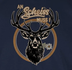 Shirtracer T-Shirt An Schei muss i Hirschgeweih Mode fr Oktoberfest Herren Blau/Dunkelblau/Türkis