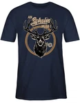 Shirtracer T-Shirt An Schei muss i Hirschgeweih Mode fr Oktoberfest Herren Blau/Dunkelblau/Türkis