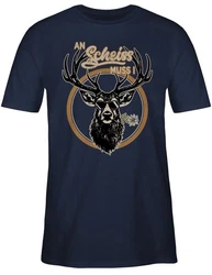 Shirtracer T-Shirt An Schei muss i Hirschgeweih Mode fr Oktoberfest Herren Blau/Dunkelblau/Türkis