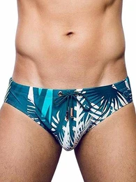 Badehose Print Swim Briefs Swimwear Feuille Green L