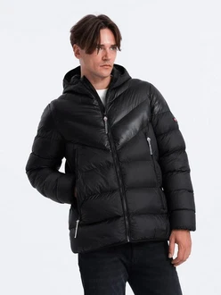 OMBRE Winterjacke Schwarz/Hellblau/Rot OMBRE Winterjacke Schwarz/Hellblau/Rot