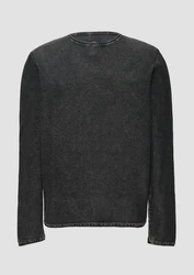 QS Strickpullover Dunkelgrau/Grau/Schwarz