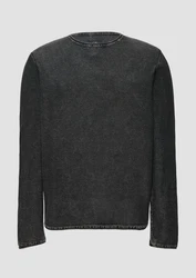 QS Strickpullover Dunkelgrau/Grau/Schwarz