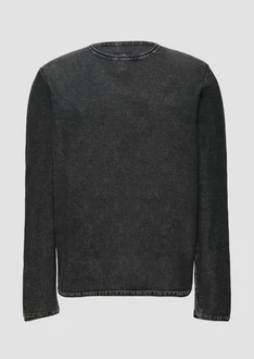 QS Strickpullover Dunkelgrau/Grau/Schwarz