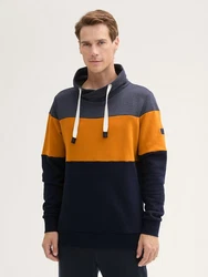 TOM TAILOR Sweatshirt mit Colour Blocking nachtblau/dunkelblau/orange