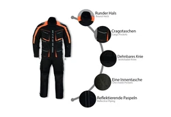 German Wear Motorradkombi BLD325K Orange/Beige/Gelb