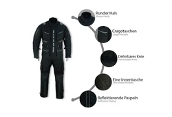 German Wear Motorradkombi BLD325K Grau/Dunkelblau/Dunkelgrün/Grün/Gelb/Beige