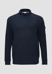 s.Oliver Sweatshirt mit Kängurutasche und Stehkragen Logo 