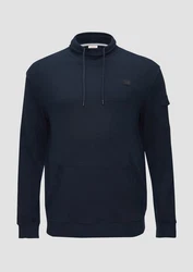 s.Oliver Sweatshirt mit Kängurutasche und Stehkragen Logo 
