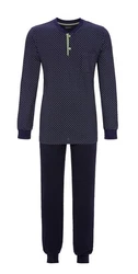 Ringella Pyjama mit Strickbündchen Dunkelblau/Blau