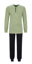 Ringella Pyjama mit Strickbündchen Grün/Dunkelgrün