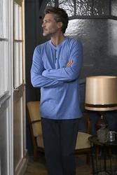 Ringella Pyjama mit Strickbündchen Fliederfarben/Dunkelblau/Blau/Lila/Hellblau