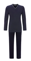 Ringella Pyjama mit V-Ausschnitt Dunkelblau/Blau