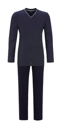 Ringella Pyjama mit V-Ausschnitt Dunkelblau/Blau