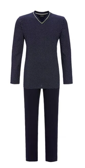 Ringella Pyjama mit V-Ausschnitt Dunkelblau/Blau