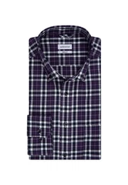 Flanellhemd Regular Regular Langarm Button-Down-Kragen Karo