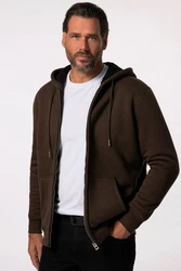 JP1880 Fleecejacke Hoodiejacke Outdoor Sweatjacke Kapuze Dunkelbraun/Braun