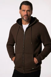 JP1880 Fleecejacke Hoodiejacke Outdoor Sweatjacke Kapuze Dunkelbraun/Braun