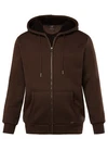 JP1880 Fleecejacke Hoodiejacke Outdoor Sweatjacke Kapuze Dunkelbraun/Braun